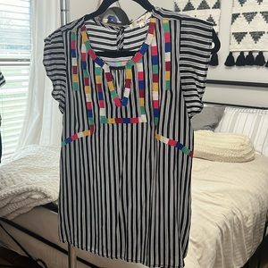 Southwestern Embroidered Babydoll Blouse